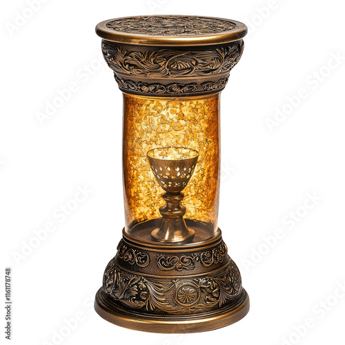 Elegant Golden Antique Hourglass Isolated on Transparent Background photo