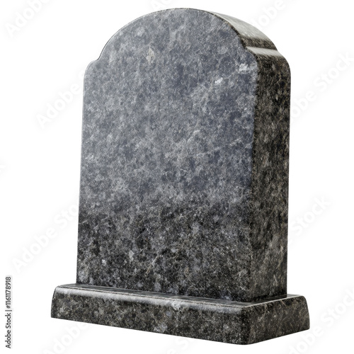 Dark Gray Marble Tombstone in Isolated Background for Memorial Use