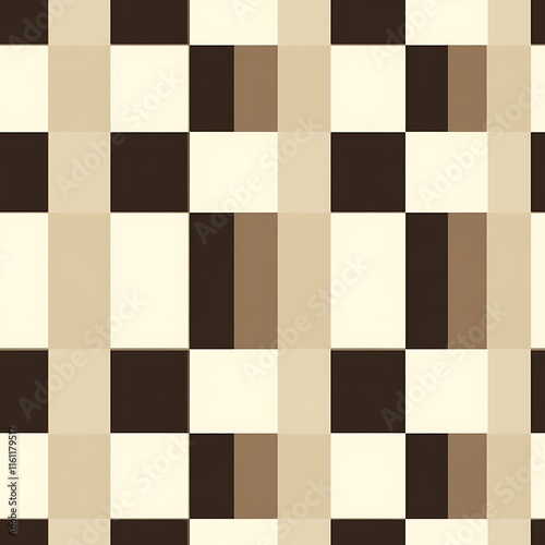 Wallpaper Mural Minimalistic Symmetrical Checkerboard Pattern in Soft Neutral Tones Torontodigital.ca