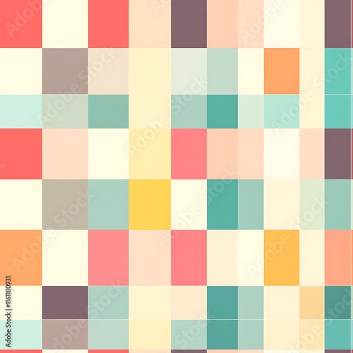 Colorful Checker Grid Pattern in Soft Pastel Shades for Design Use