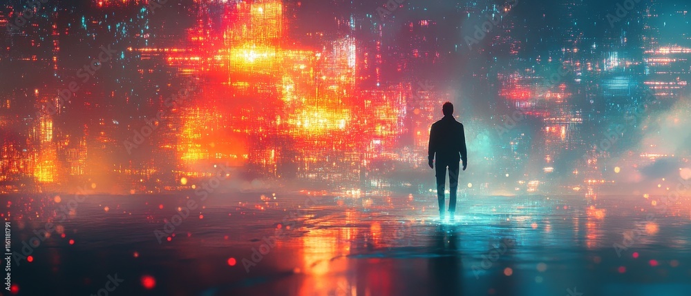 light blurs shift into glowing, surreal digital dreamscapes., Generative AI light blurs shift into glowing, surreal digital dreamscapes., Generative AI