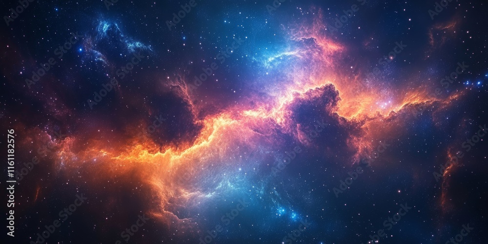 Fototapeta premium auroras ripple through radiant surreal cosmic landscapes., Generative AI