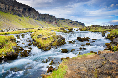 Fossálar waterfall on the s...