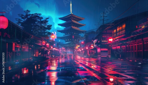 kyoto neon light background
