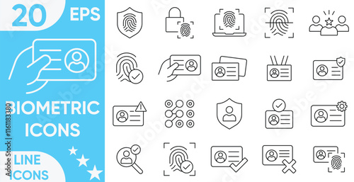 Biometric Line icon set.color icons. login, logout, password, key, lock, identification system, cyber security, privacy.Vector and illustrator set.