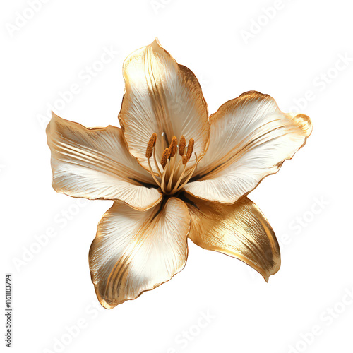 Elegant Golden Lily Flower Bloom Isolated on Transparent Background photo