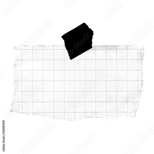 torn paper vintage note grid memo black and white	

