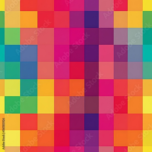 Vibrant Multicolor Checker Grid Pattern in Vector Style Design
