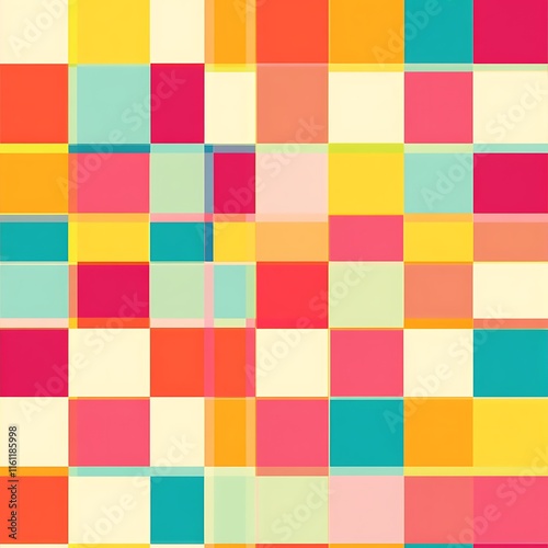 Colorful Checker Pattern with Random Bright Hues in a Vibrant Design