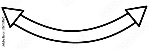 Dual outline arrow. Dual sided long straight arrow signs. Vector illustration and line art style.