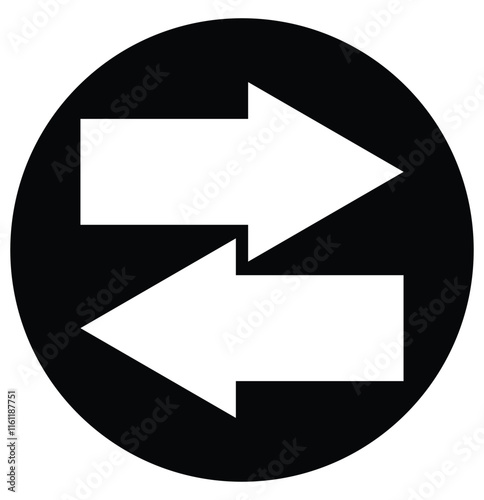 Arrow icon. Straight long right vector arrow icon. Double arrow icon. Horizontal dual long straight arrow. Dual sign. Transfer icon. Exchange arrow icon. Vector illustrator