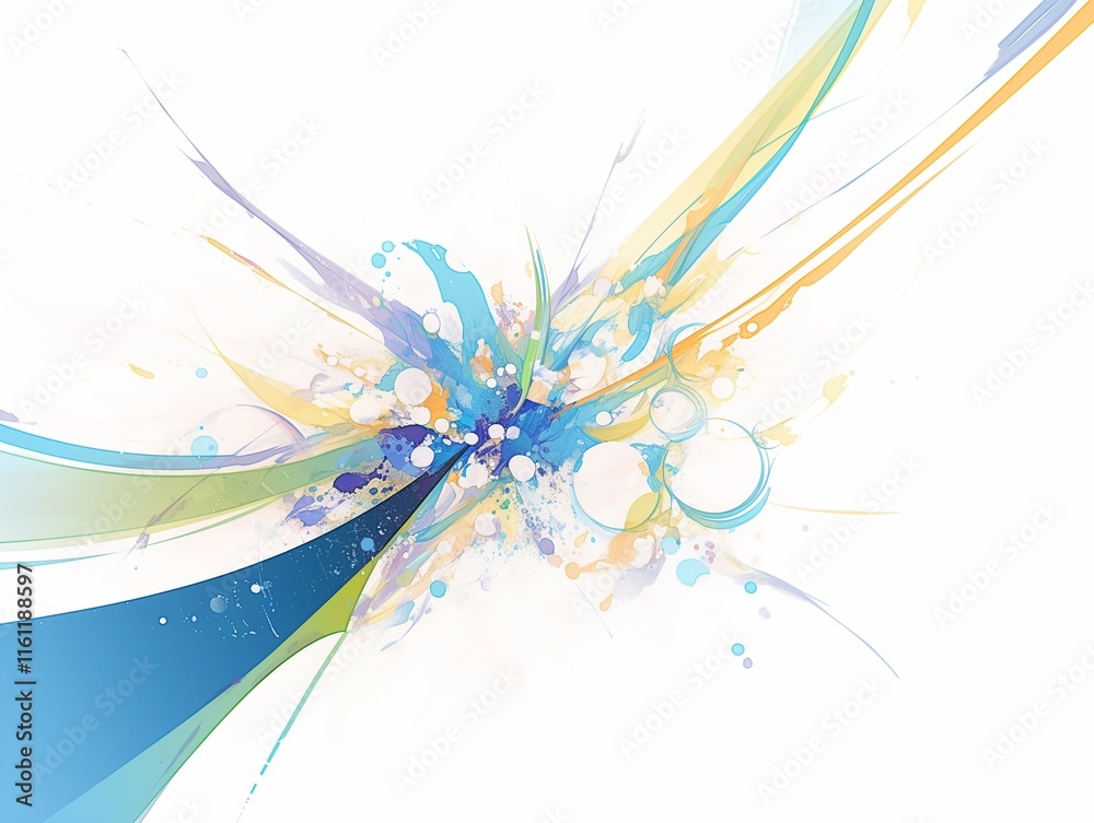 Fototapeta premium Abstract Art with Colorful Splashes and Dynamic Lines Intertwined