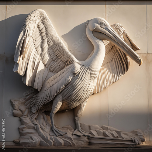 Pelican Stone Sculpture photo