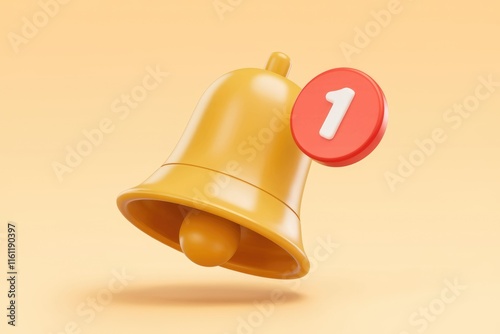 A golden bell with a red notification icon showing one new message.