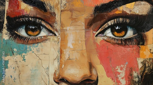 Captivating collage portrait of artistic eyes urban space high fidelity artwork closeup perspective visual concept