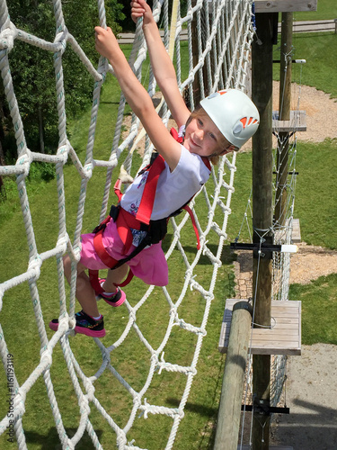 Daring Young Girl on Obstacle Course