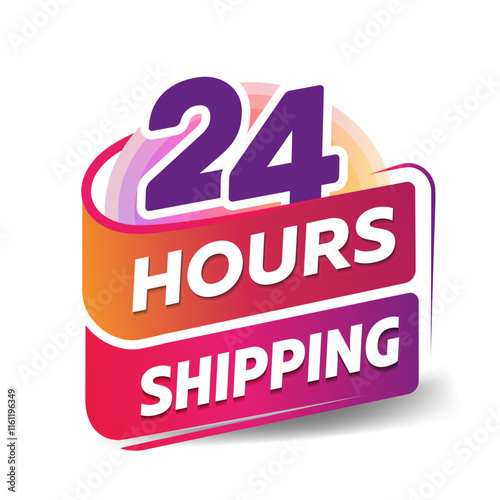 24 Hours Shipping order execution or delivery service icons. Commercial support. All day business and service. Vector illustration.