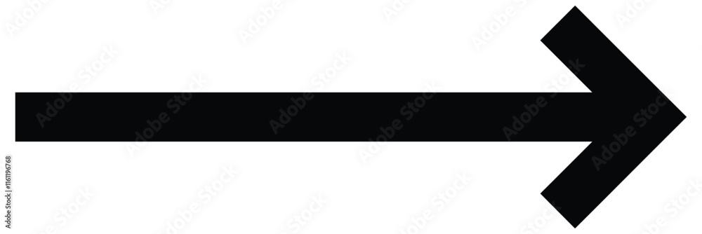 Black long arrow icon isolated on white background. Long arrow vector, icon. Black horizontal arrow. Straight long arrow vector icon. Vector illustration. Black long arrow icon isolated on white background. Long arrow vector, icon. Black horizontal arrow. Straight long arrow vector icon. Vector illustration.