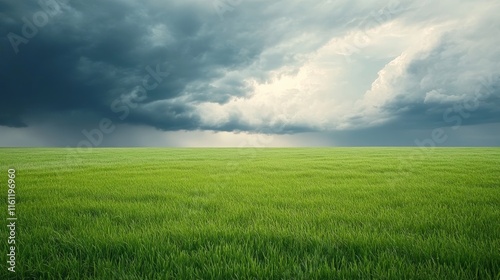 Stormy Sky Over Green Field