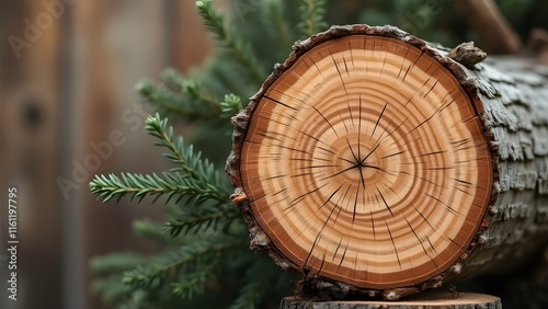 Wallpaper Mural Intricate Juniper Log Cross-Section Macro Photograph, Weathered Wood Texture, Annual Rings, Knots, Minimalist Nature Banner Torontodigital.ca