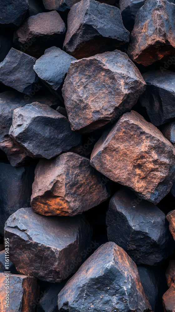 Dark Blue and Orange Rock Pile Illustration Dark Blue and Orange Rock Pile Illustration