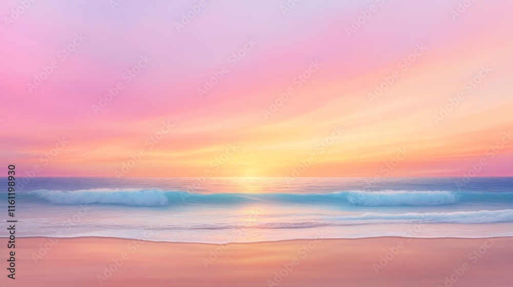 Pastel Sunset Over Ocean Waves Pastel Sunset Over Ocean Waves