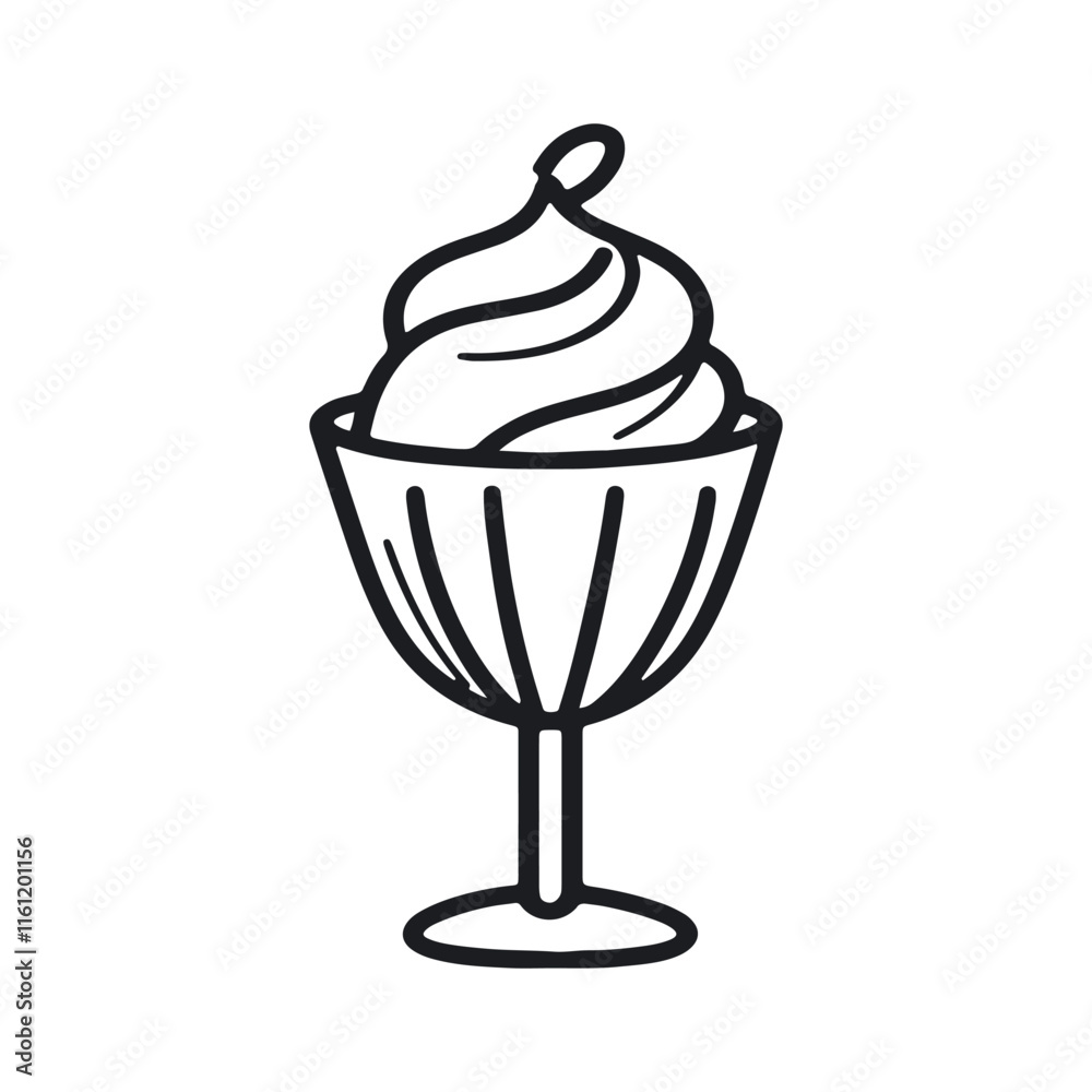 black and white Ice cream cup line icon silhouette vector black and white Ice cream cup line icon silhouette vector