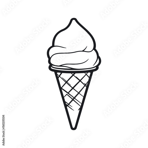 black and white Ice Cream line icon silhouette vector