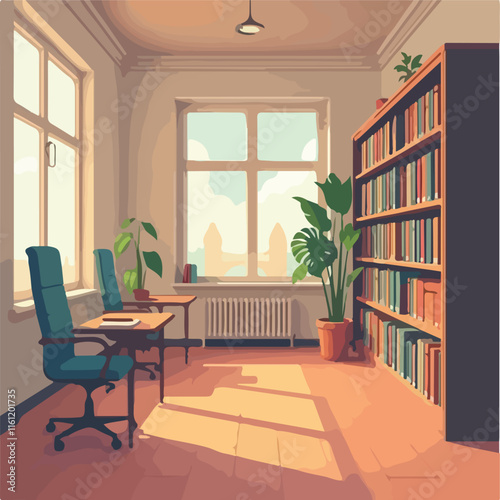 Students in Library vector illustration design, universality library vector design photo