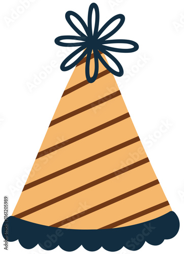 Striped Party Hat Vector Illustration