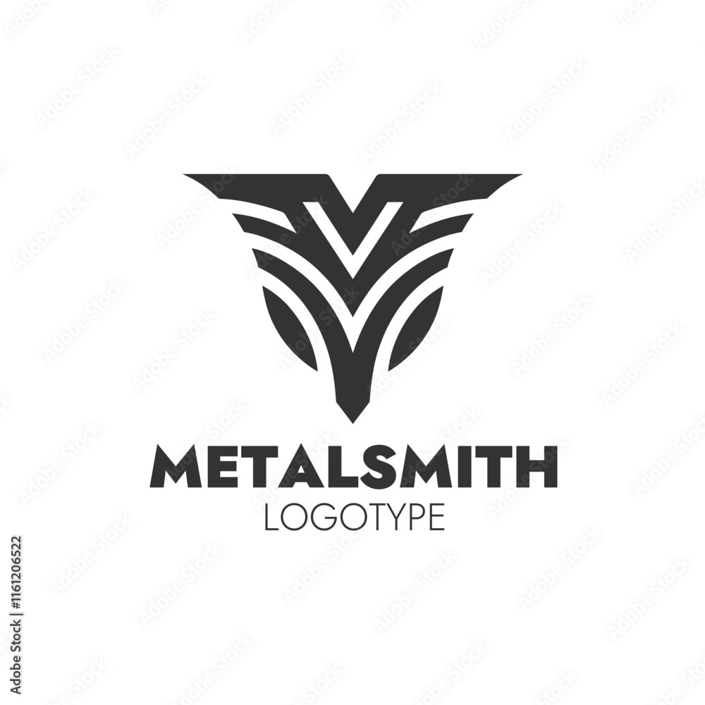 A modern and stylish logo for a metalsmith, featuring bold and clean typography with an abstract emblem A modern and stylish logo for a metalsmith, featuring bold and clean typography with an abstract emblem