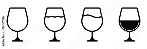 Wine glass icon. Set of wine glass icon, vector silhouette design.