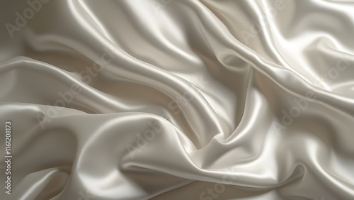 Luxurious Draped White Satin Fabric, Elegant Renaissance-Inspired Texture Background