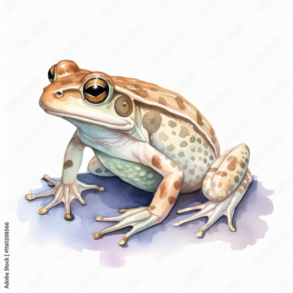 Fototapeta premium Realistic Illustration of a Colorful Frog with Detailed Patterns and Vibrant Eyes