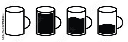 Glass wine icon. Drink silhouette symbol. Wine glass icon set isolated on white background.