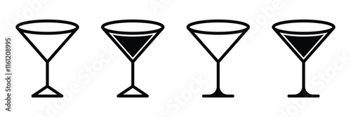 Wine glass icon. Wineglass glass silhouette. Champagne wineglass vector icon.