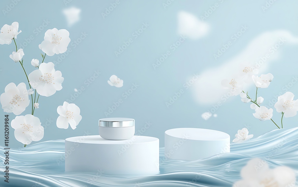 Songkran festival background with two podiums Songkran festival background with two podiums