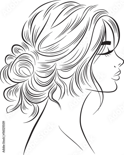 Women style messy bun silhouette