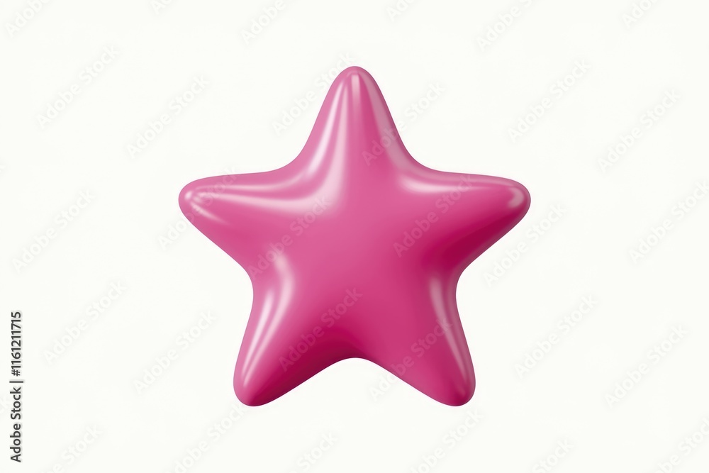 A single pink 3D star on a white background. A single pink 3D star on a white background.