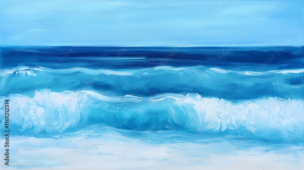 Vibrant ocean waves painted in rich blue tones with detailed textures and dynamic brushstrokes, capturing the energy of the sea. AI generative. Vibrant ocean waves painted in rich blue tones with detailed textures and dynamic brushstrokes, capturing the energy of the sea. AI generative.