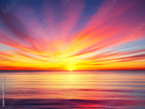 Vibrant Sunset Ocean Illustration