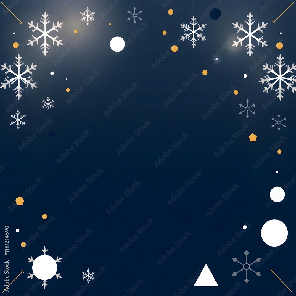 Fototapeta premium New Year's Eve Snowflake Pattern: Gold and White Snowflakes on Background for Winter Holiday Celebrations