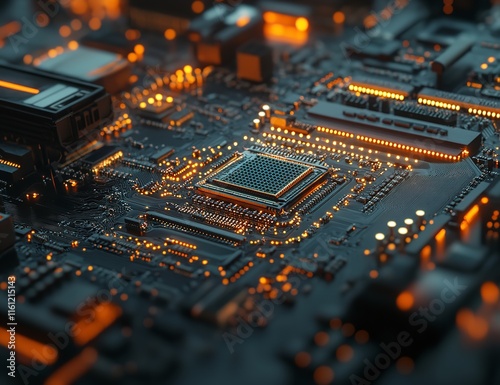  A Close-Up Shot of an Electronic Board Being Assembled on the Production Line photo