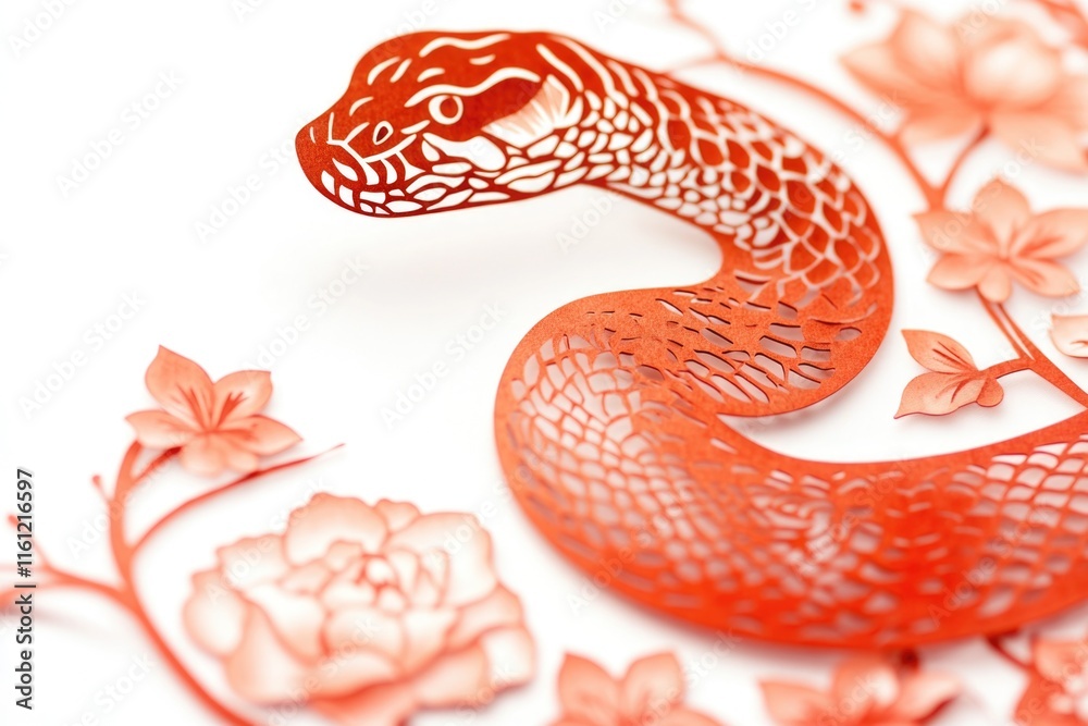 Obraz premium A close-up view of a snake's head and body on a white surface