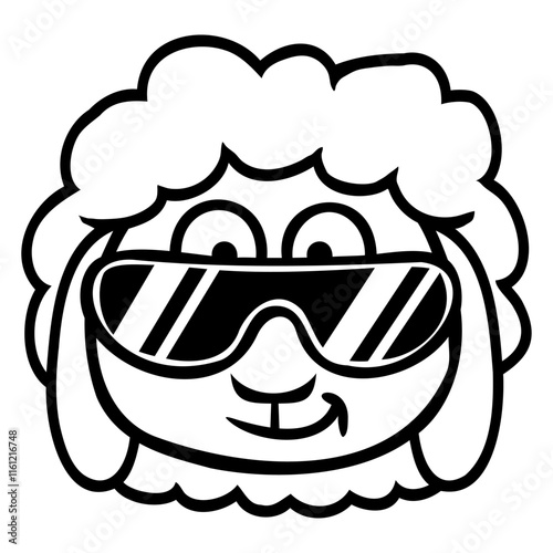 Sheep Sunglasses Party Cool Dj Head Face Cute Fun Design Lover Art Vector Illustration Card T-Shirt Poster Sticker Graphic Print Decorative Drawing Isolated Logo Decoration Symbol Creative Cool Style
