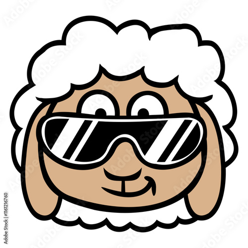 Sheep Sunglasses Party Cool Dj Head Face Cute Fun Design Lover Art Vector Illustration Card T-Shirt Poster Sticker Graphic Print Decorative Drawing Isolated Logo Decoration Symbol Creative Cool Style
