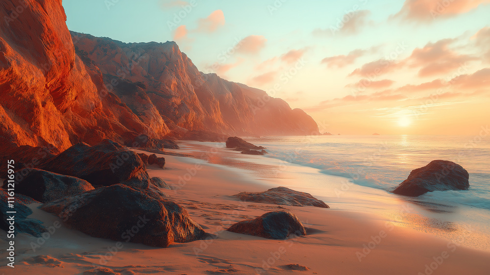 Ursa Beach at sunset with sandy shores and rocky cliffs on Portugal’s stunning Atlantic coast Ursa Beach at sunset with sandy shores and rocky cliffs on Portugal’s stunning Atlantic coast