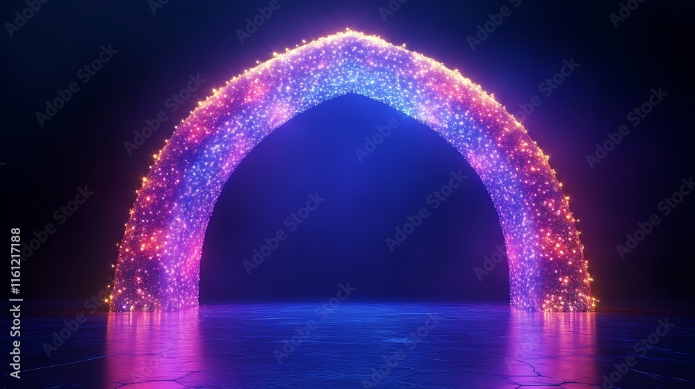 Luminous Sparkling Archway Glowing Brightly in Dark Space Luminous Sparkling Archway Glowing Brightly in Dark Space