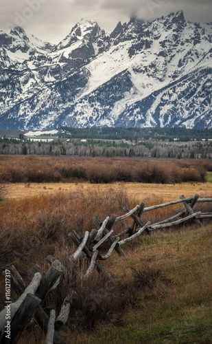 Fence leading to the Grand Tetons