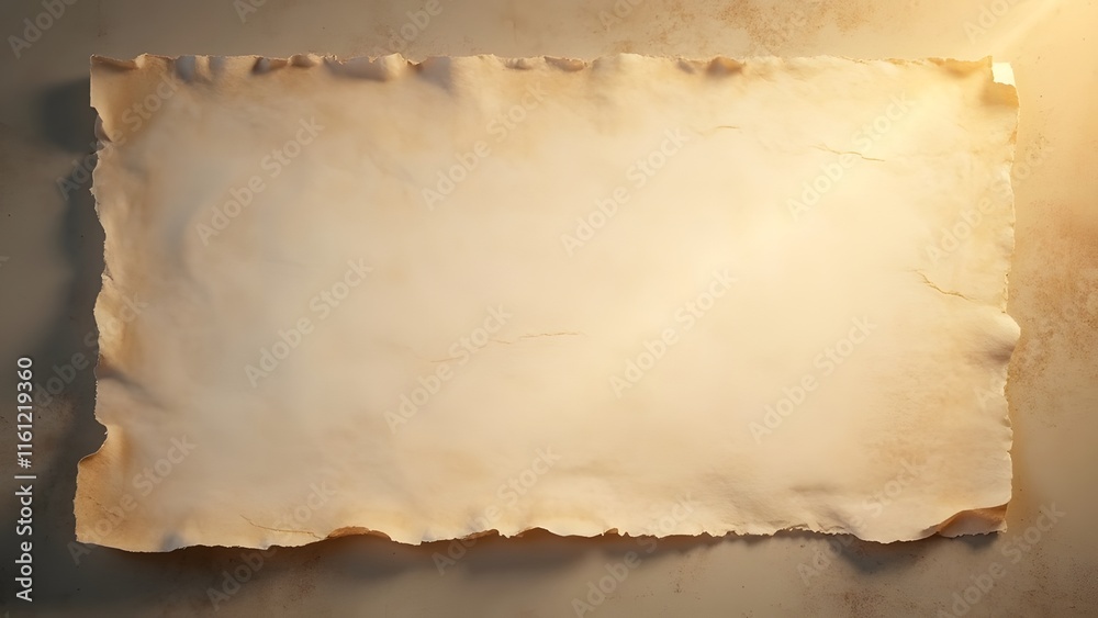 Atmospheric Rustic White Paper Texture, Aged Parchment with Deckled Edge and Golden Light Atmospheric Rustic White Paper Texture, Aged Parchment with Deckled Edge and Golden Light